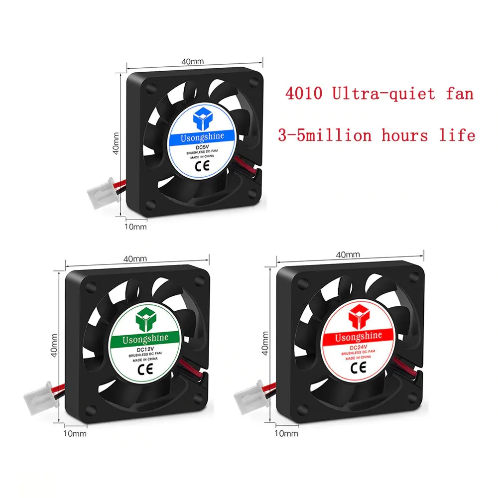 3D printer Fan 5V/12V24V Cooling fan 4010 24V ( 40*40*10mm ) 4010 5/12/24 V Brushless DC Fans for heatsink cooler cooling 2pin