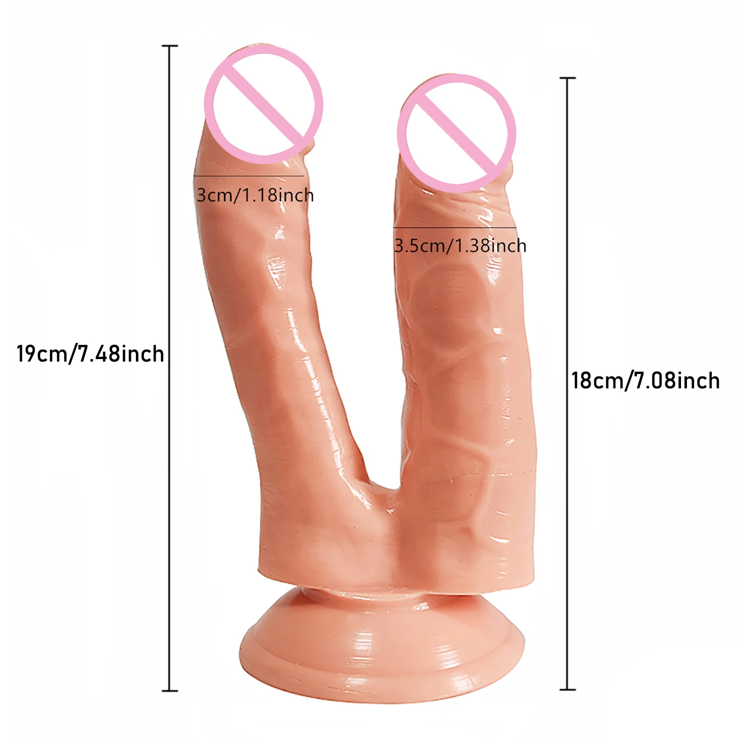 Double Dildos Double Penetration Vagina and Anus Realistic Penis with Suction Cup Erotic Phallus Sex Toys for Women Masturbation