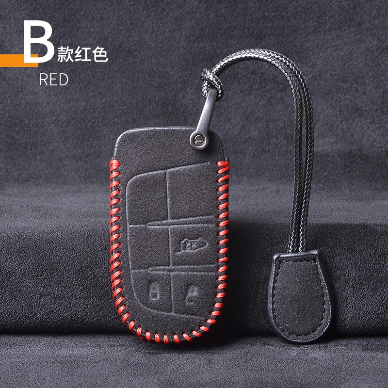 Leather Car Key Cover Case Key Chain Key Chain Protector For Jeep Grand Cherokee Chrysler 300C Renegade Fiat Freemont 2018