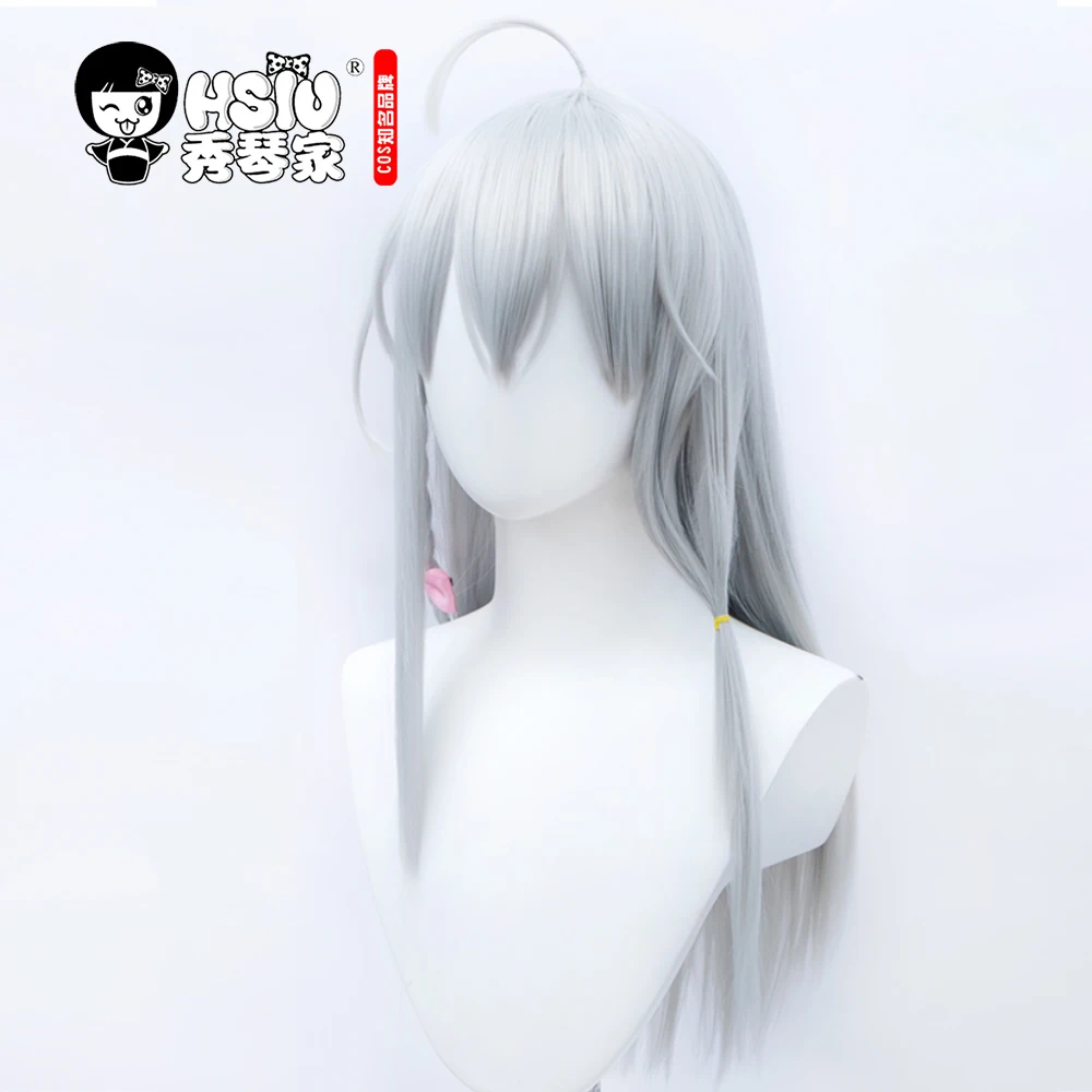 HSIU Anime Wandering Witch: The Journey Of Elaina cosplay Elaina wig Long silver hair Free hair accessories+Free brand wig cap
