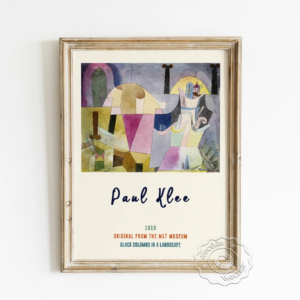 Paul Klee Exhibition Abstract Museum Poster, Black Columns In A Landscape Canvas Painting, Vintage Art Prints Home Decor Picture