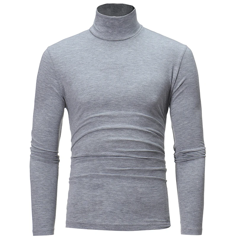 Thermal Underwear Tops Men's Casual Slim Turtleneck Bottom Shirt Long Sleeve Basic Tops Autumn Pullover Mock Neck Undershirt A50