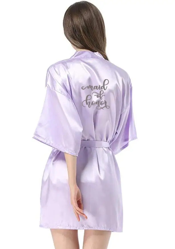 new bride bridesmaid robe with white black letters mother sister of the bride wedding gift bathrobe kimono satin robes