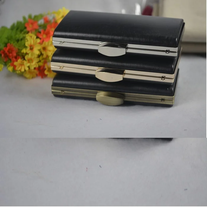 silver or gold color metal box clutches purse frame with black plastic cover diy bag parts frames drop ship China wholesale