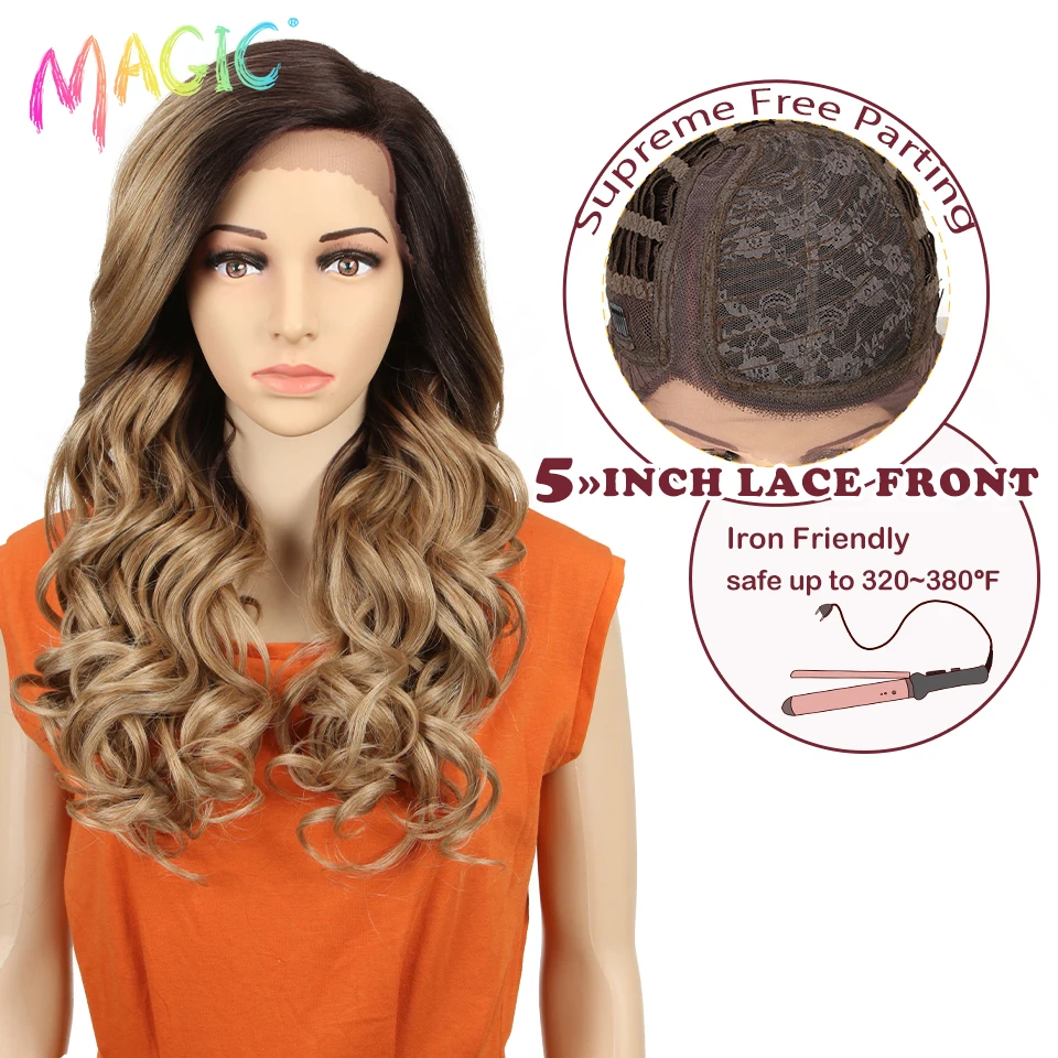 Magic Long Wavy Synthetic Hair Lace Part Wig 22\