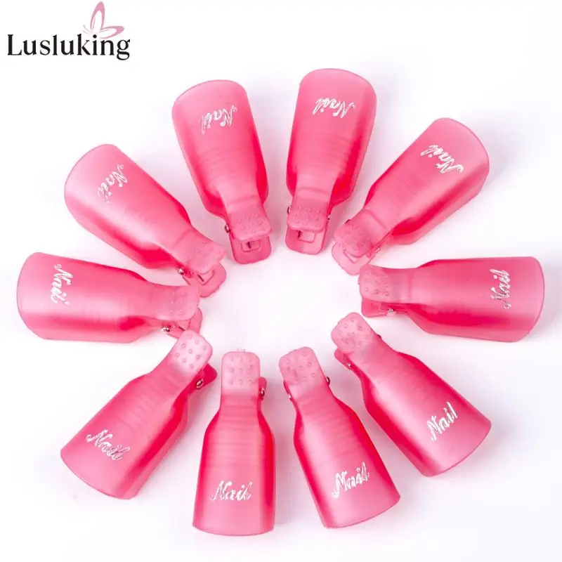 

10pcs Random Color Plastic Soak Off Wrap Clip Cap Wearable Nail Art Polish Remover Cleaner Finger UV Gel Acrylic Manicure Tools