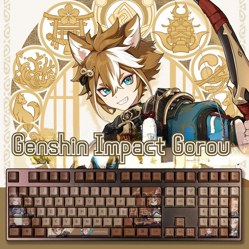 

Genshin Impact Gorou KeyCaps Game Character Key Caps PBT Material Cherry Height Mechanical Keyboard Cap 108 Keys