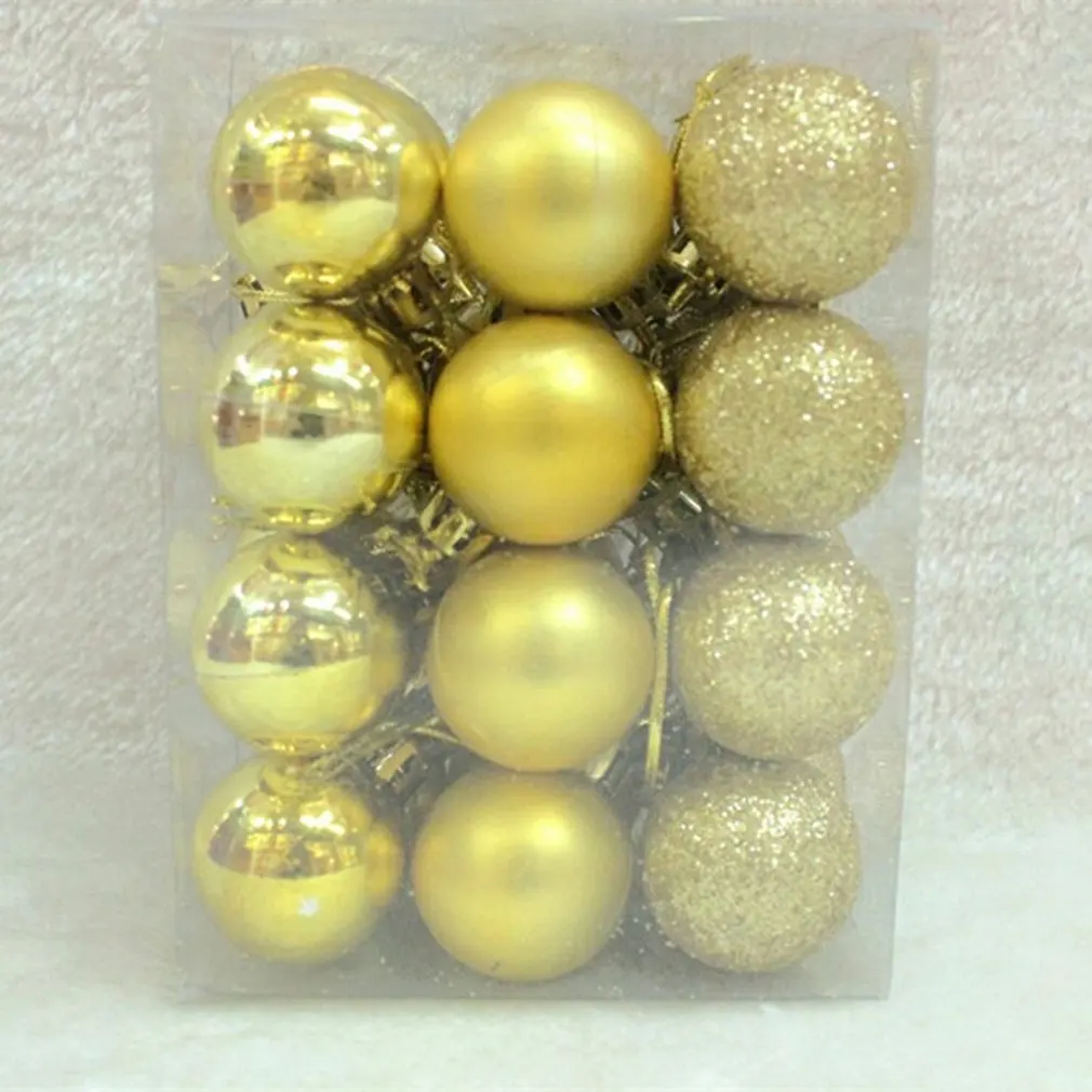 24pc Weihnachten Ball Ornamente 3cm Splitter Christmas Ornamente Weihnachten Baum Anhänger Weihnachten Ball Geschenk Box Set