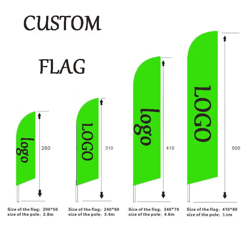 Beach Flags Custom Feather Banners Any Logo Sports Promotion Single Side Printing No Flagpole Outdoor Workshop Car Wash Flying