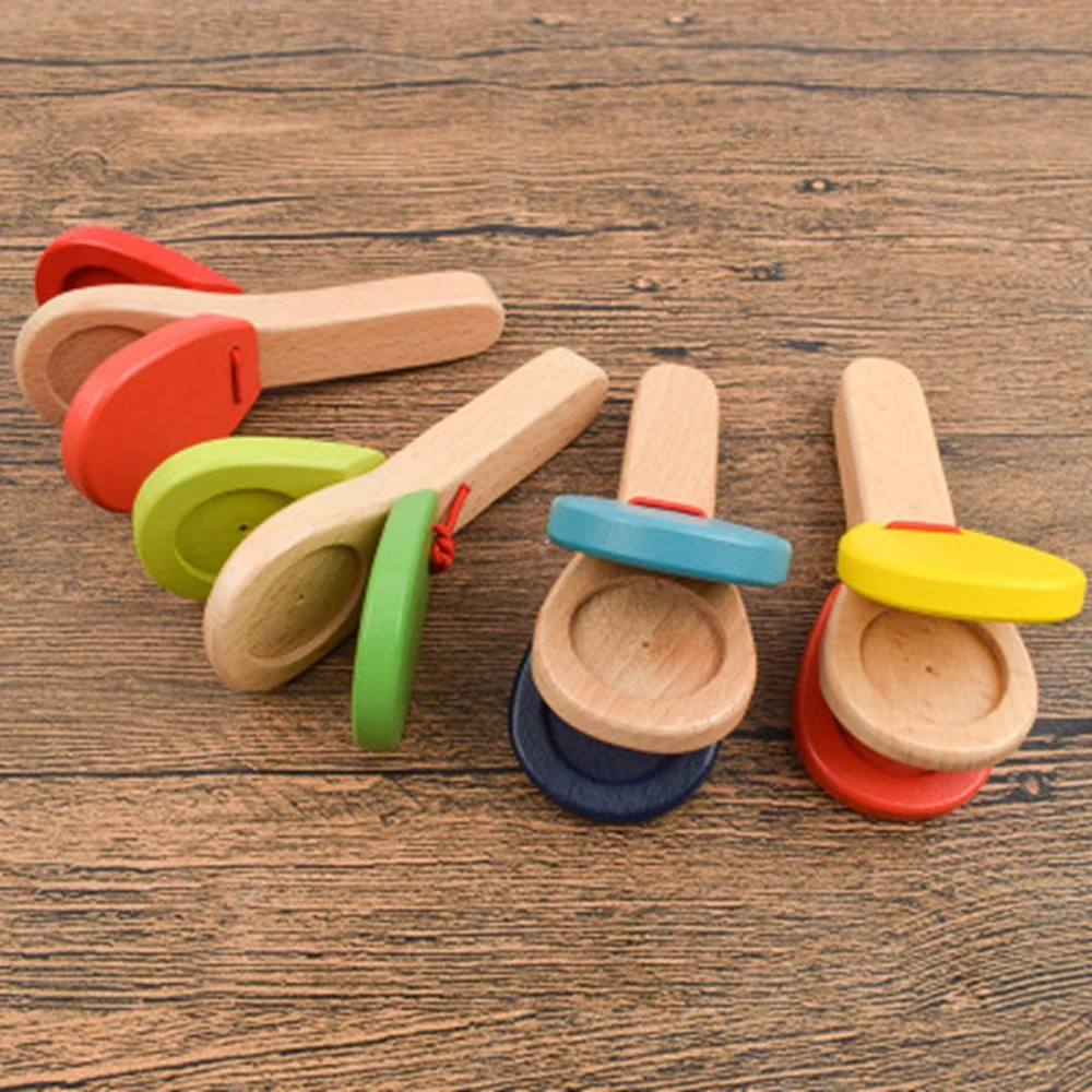 1PC manico a percussione in legno battendo Castanets Board per strumento musicale per bambini giocattoli per l'apprendimento educativo precoce in età prescolare