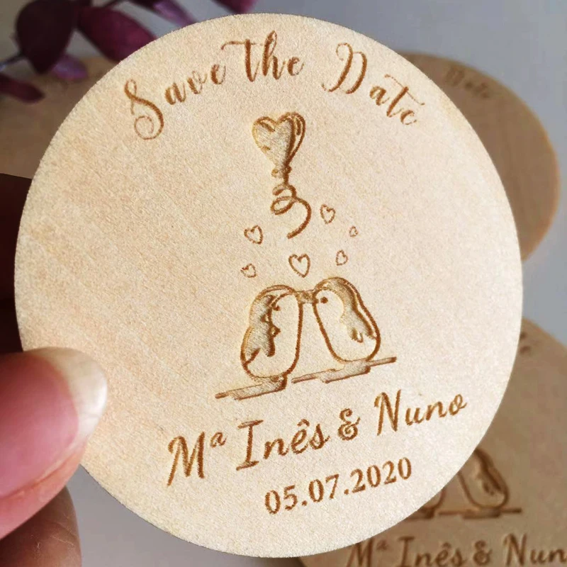 Personalized Save the Date Magnets Wooden Invitation Rustic Wood Gift with Magnets, Wedding Souvenir for Guests,Wedding Favors