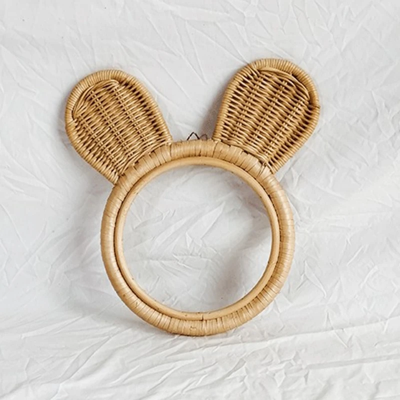 Rattan Art Decoration Monkey Rabbit Ears Makeup Mirror Dressing Wall Hanging Mirrors Bedroom Home Decor