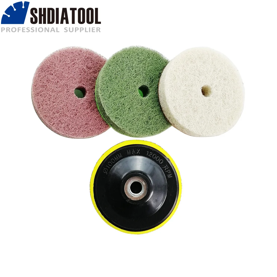 SHDIATOOL-almohadillas de pulido de diamante para piedra suave, disco de lijado de piedra Artificial, mármol, 100mm/4 pulgadas de diámetro, 3 uds./pk