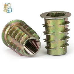 10/20/30/50Pcs M4 M5 M6 M8 Zinc Alloy Thread For Wood Insert Nut Flanged Hex Drive Head Furniture Nuts