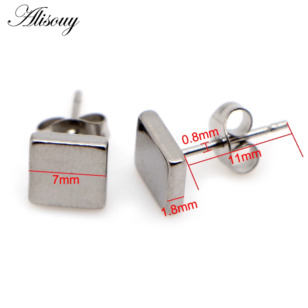 Alisouy 2pcs Unisex Women Men Triangle Square Hexagon stainless Steel Earrings Anti allergy Piercing Ear Stud fashion Jewelry