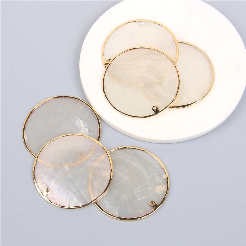 Natural Shell Beads Pieces Round Shape Plating Bulk Charm for Jewelry Making DIY Chandelier Necklace Accessories