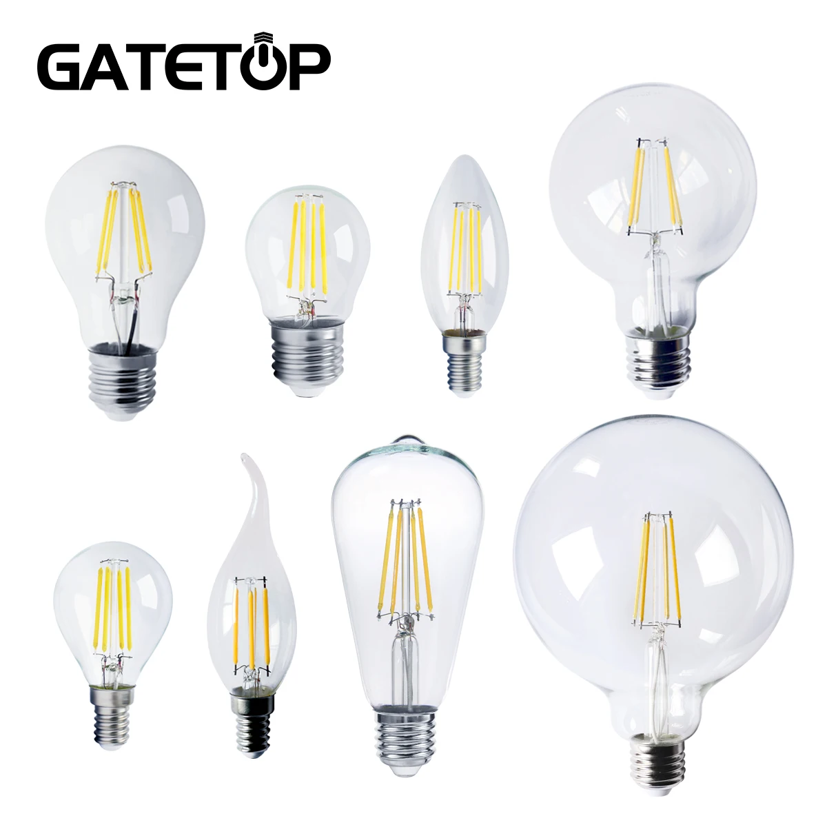 Lâmpada LED Retro Edison, E14, E27, E22, lâmpada de vidro transparente, quente, decoração de casa, vintage, iluminação flexível, AC 220V