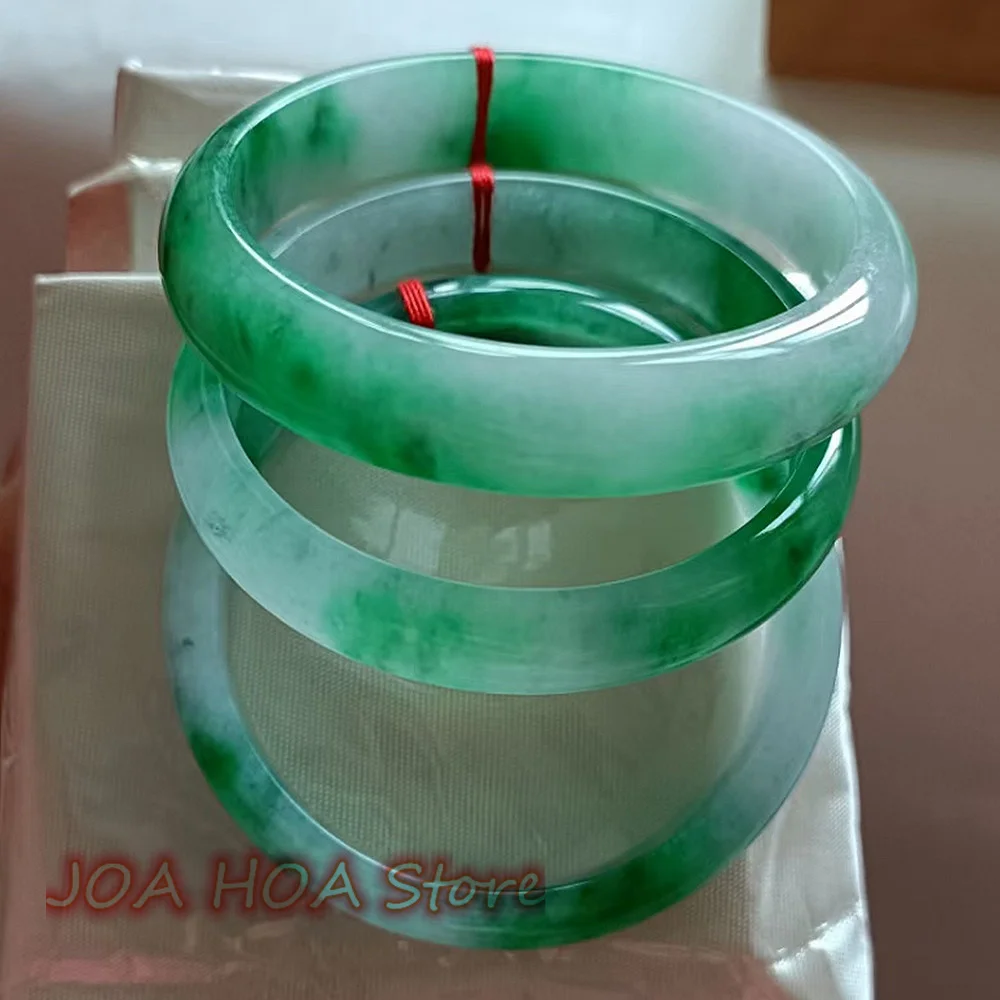 

Perfect Jadeite Bracelet Natural High Ice Fluttering Green Flower Bangle Emerald Jade Handring Elegant Ladies Women Jewelry