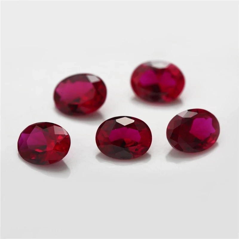 Size 3x5mm~13x18mm Oval Shape Synthetic Corundum Gems Rubi For Jewelry Making 5# 3# 8# Color