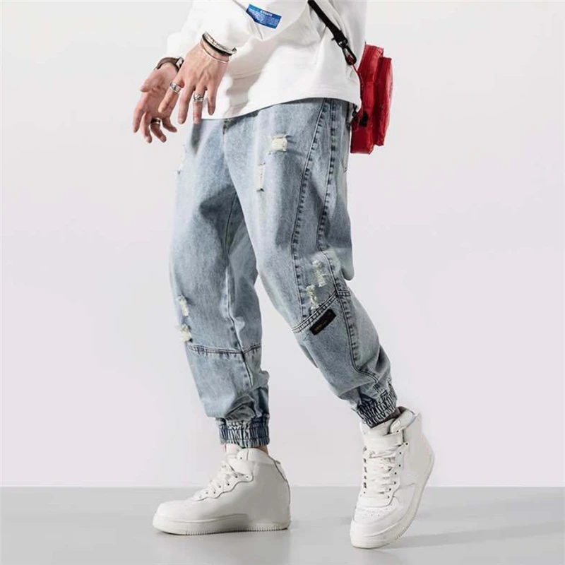 2021 Spring Harem Pants Men Fashion Tide Jeans Casual Straight Loose Trousers Trendy Men's Clothing Baggy Jogging Jeans Big Size