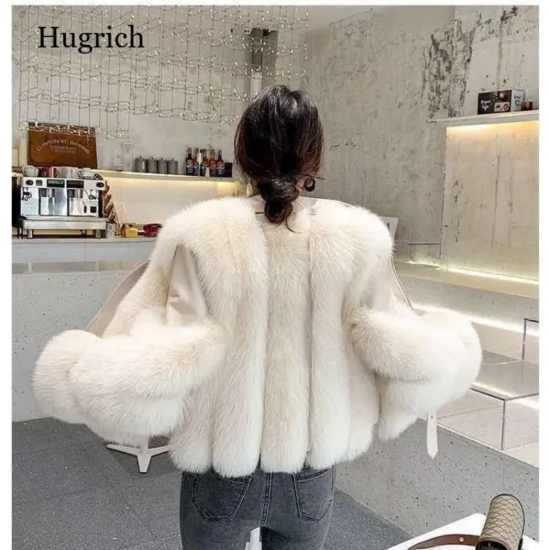 Women\'s Jacket 2021 Winter Fashion Fox Artificial Fur Coats Leather Female Jacket Wholeskin Female Parkas