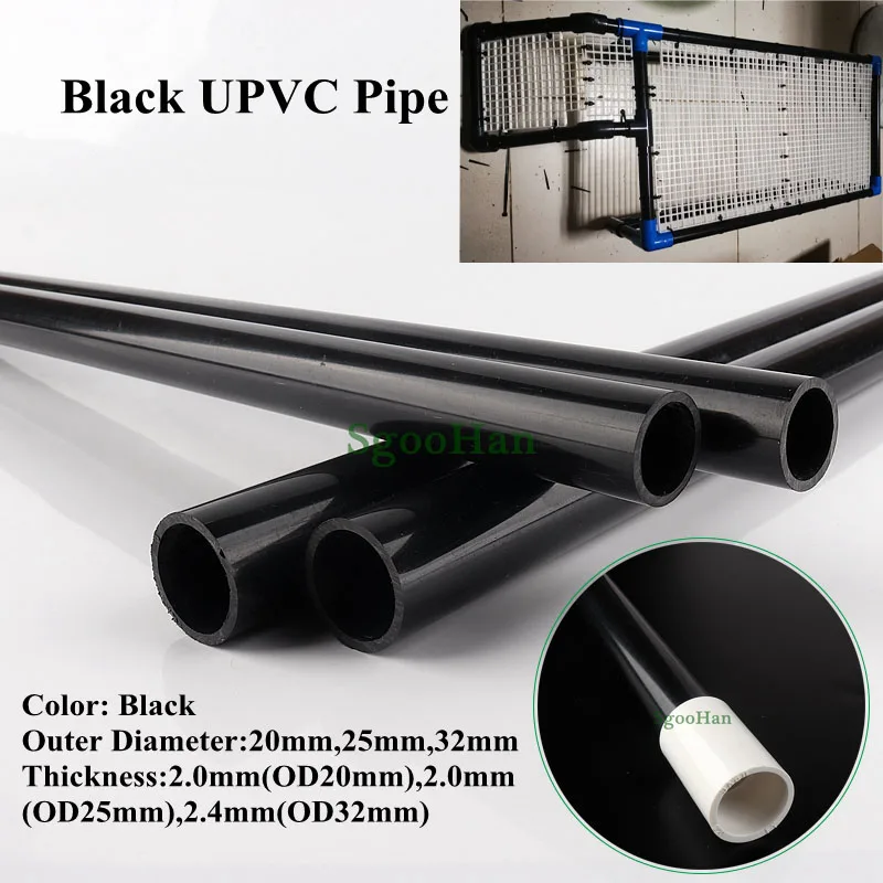 

1~10pcs OD 20~75mm Black UPVC Pipe Aquarium Fish Tank PVC Tube Garden Irrigation System Watering Fittings 49~50cm Long