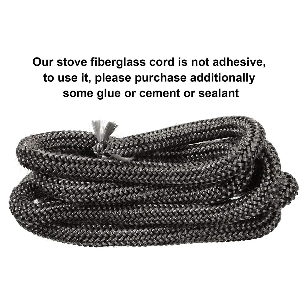 2m*10/12mm Black Fibreglass Rope Wood Burning Stove Heater Log Burner Door Seal Gasket Anti High Temperature Oven Part