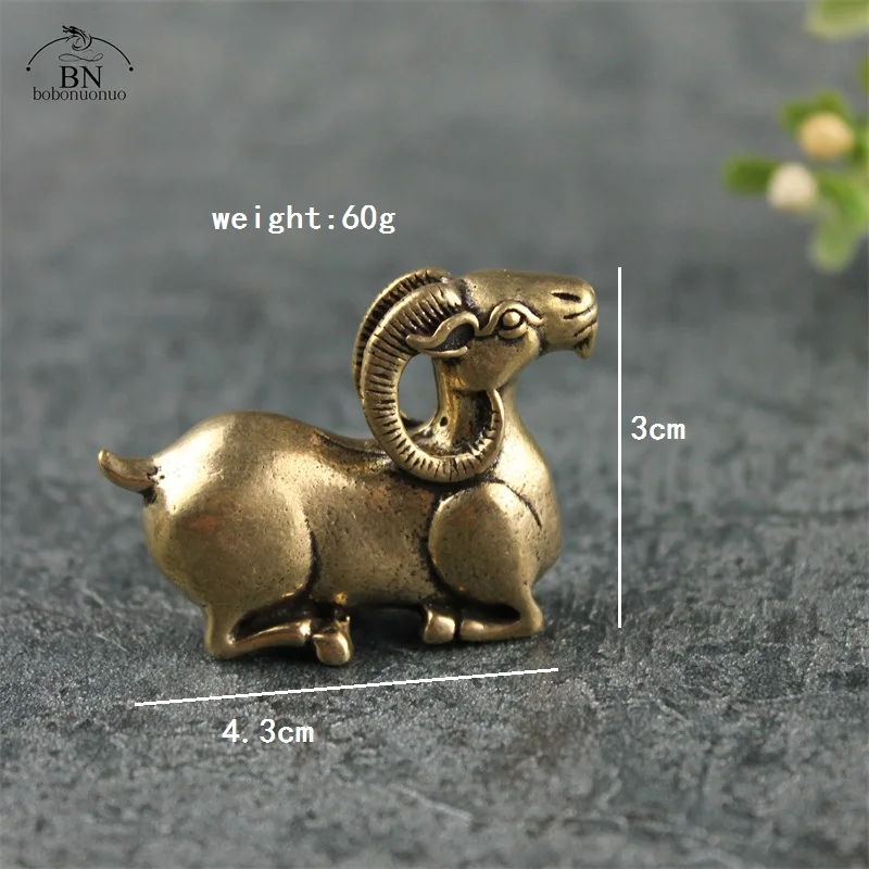 Vintage Brass Goat Statue Decoration Copper Zodiac Animal Sheep Figurines Ornaments Tea Pet Desktop Paperweight Home Decorations