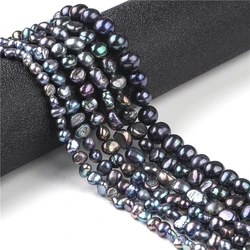Natural Black Freshwater Pearl Beaded High Quality Rice Round Punch Beads for Jewelry Making DIY Bracelet Necklace Accessories