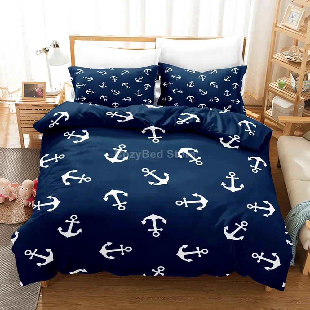 

Blue Anchor Bedding Set Cool Ins 3d Duvet Cover Sets Comforter Bed Linen Home Decor Twin Queen King Single Size Fashion Luxury