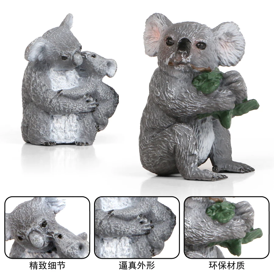 Figuras de acción de animales del bosque, modelos de plástico del Zoo, simulación de animales australianos, lindos modelos de Koala, figuras familiares, juegos de juguetes para niños