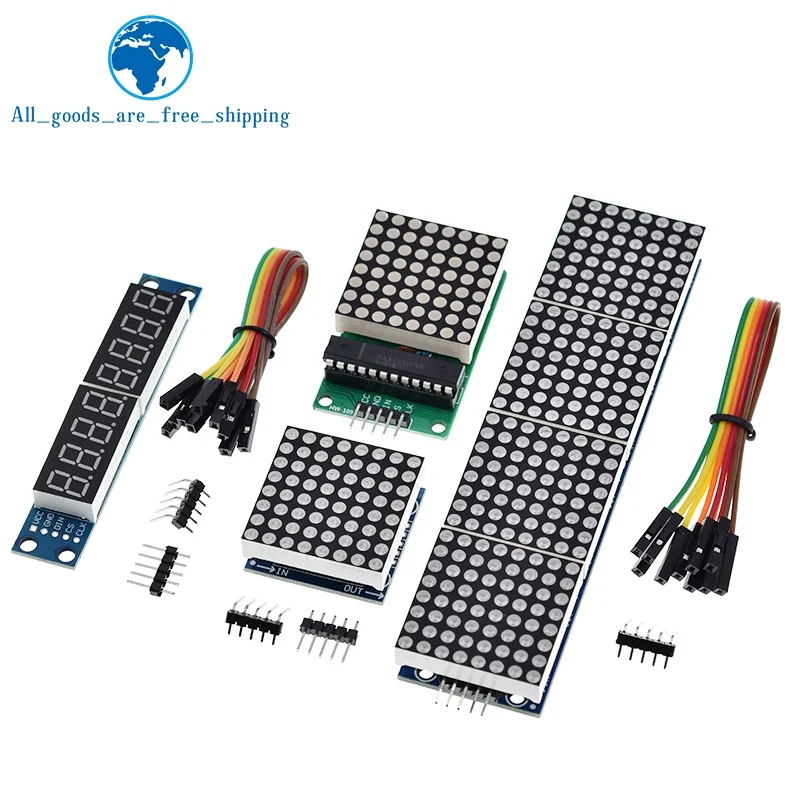 

MAX7219 Dot Matrix Module Microcontroller Module Control Module Display Module 4 In One Display With 5P Line For Arduino