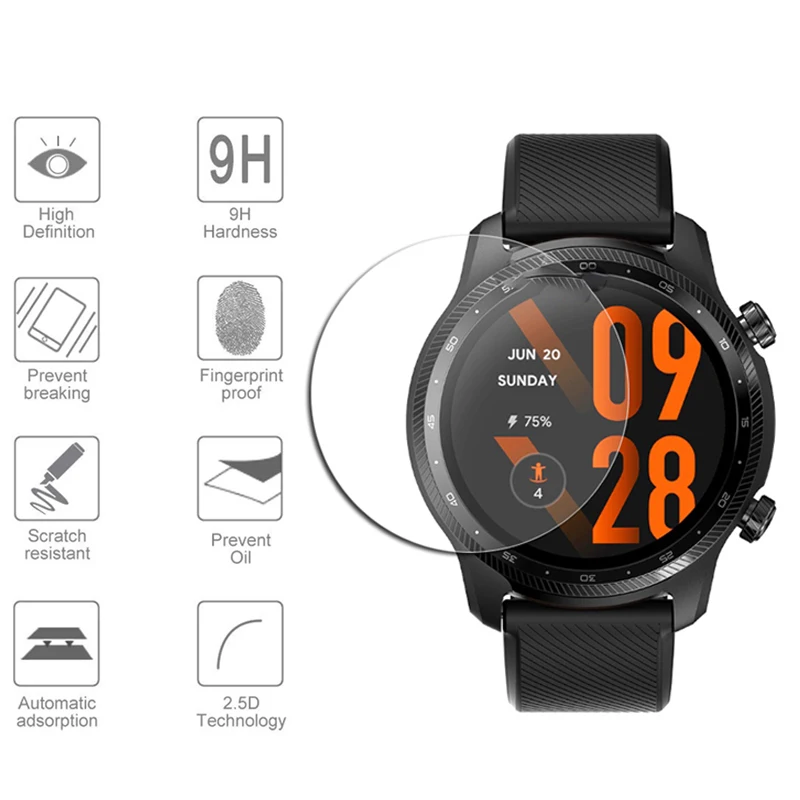 Tempered Glass For TicWatch Pro 3 Ultra GPS S2 C2 Plus E3 E2 S2 GTX Screen Protector Film Accessories for TicWatch Pro 3 Glass