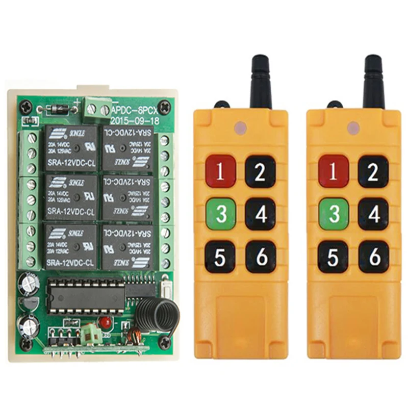 2000m DC12V 24V 6CH 6 kanałowy bezprzewodowy zdalnie sterowanie światło LED przełącznik przekaźnikowe Radio wyjściowe nadajnik RF i 315/433 MHz