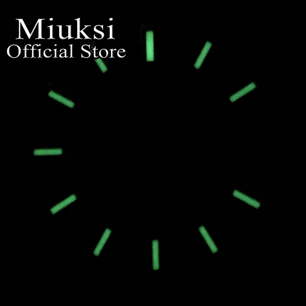 Miuksi 29mm black blue green grey watch dial green luminous sterile dial fit NH36 movement