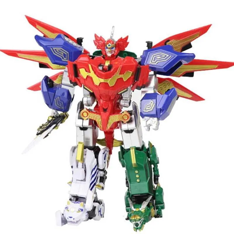 2024 new Children Toys Gifts 5 in 1 Assembly Dinozords Transformation Ranger Megazord Robot Action Figures Children Toys Gifts