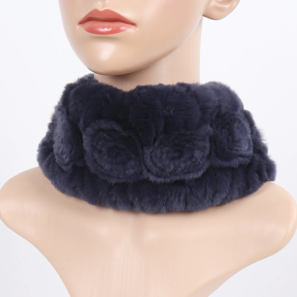 Damen Elastischer Blumen-Schal aus echtem Rex-Kaninchenfell, Natürlich Warmer Rex-Kaninchenfell-Stirnband, Damen Winter Echt-Rex-Kaninchenfell-Schals – Detail 32