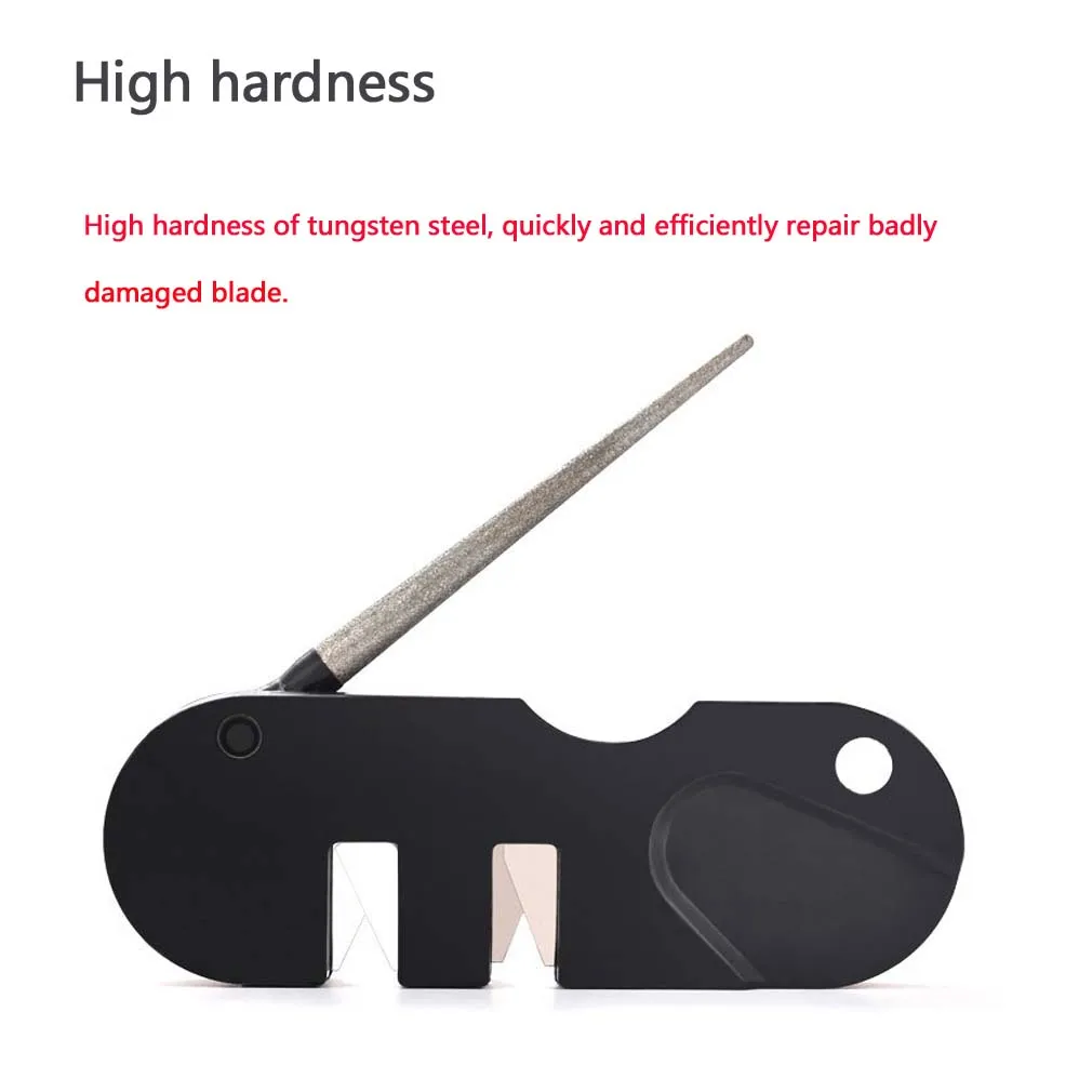 Outdoor Knife Sharpener Pocket Tungsten Ceramic Carbide Diamond Fish Hook Whetstone portable EDC Keychain Tool for Camp Hike