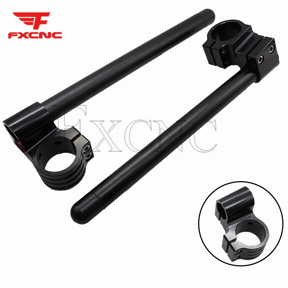 For Suzuki Triumph Yamaha 50MM CNC Aluminum Motorcycle Riser Handlebar Clip-Ons Fork Handle Bars Clip ons Motorbike Handlebar