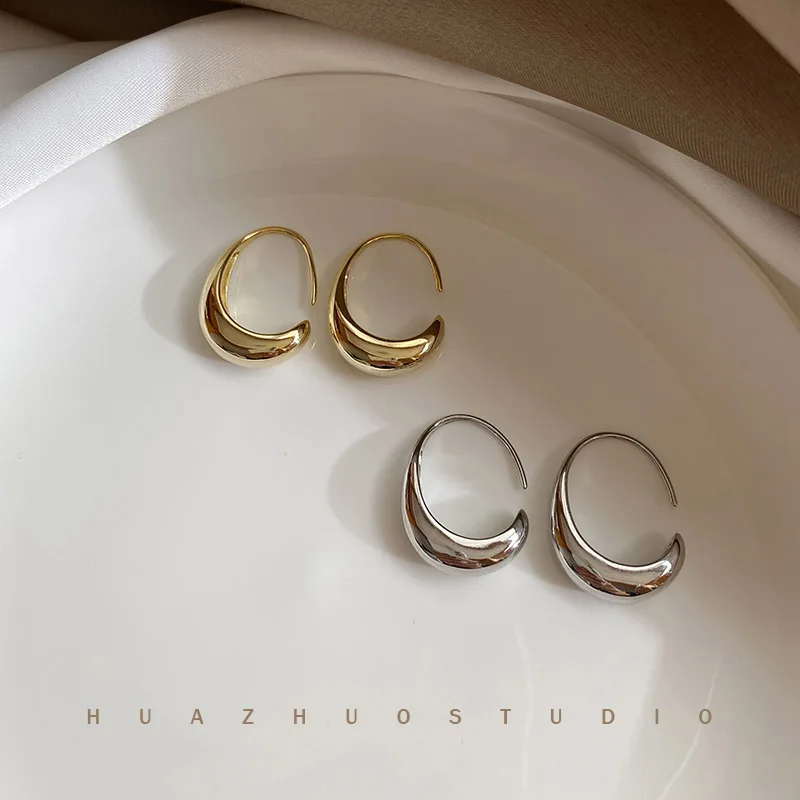 XIYANIKE Silver Color Stud Earrings for Women French Trendy Gold Plated C Shape Earring Bride Jewelry Prevent Allergy