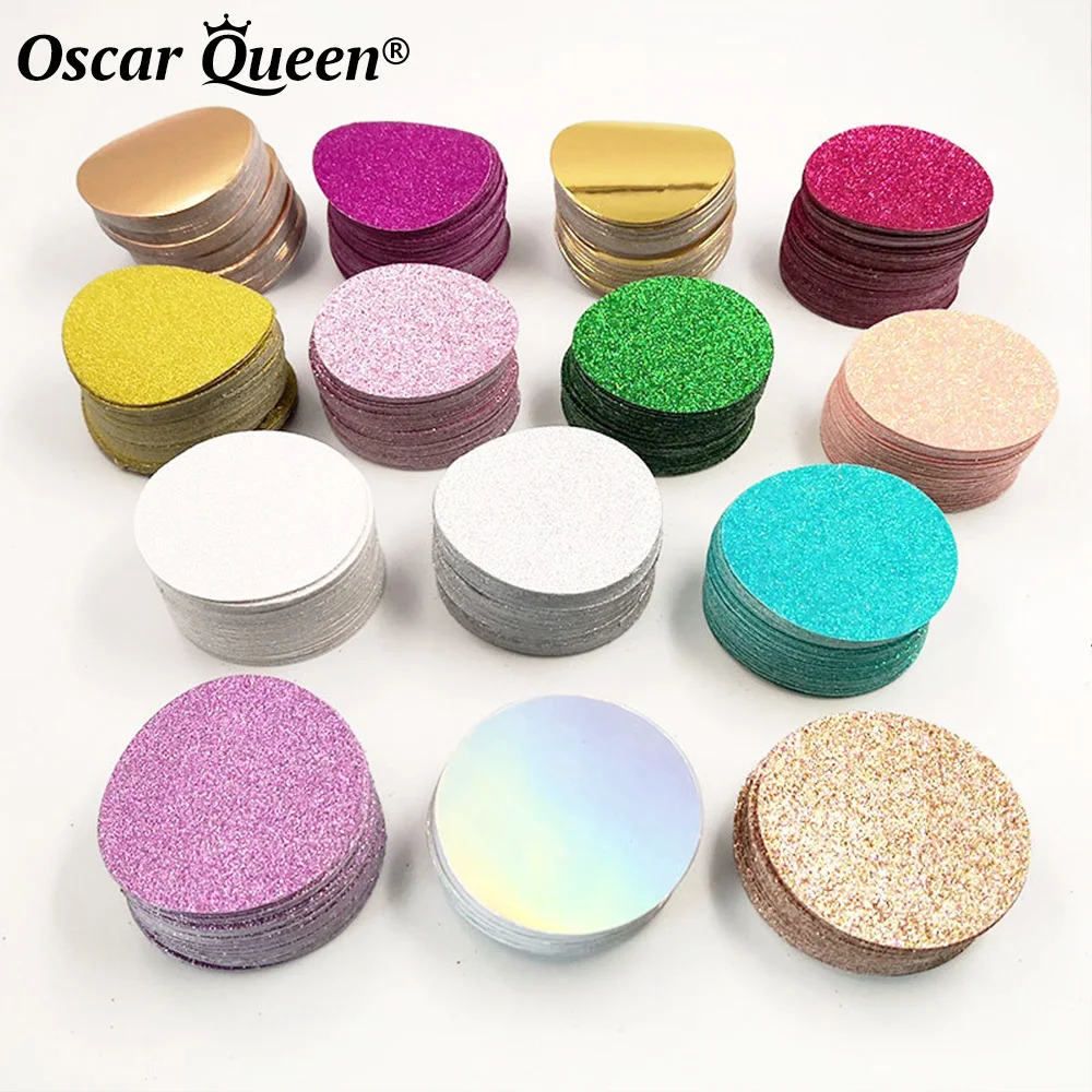 Wholesale 50/100/200 Pcs False Eyelashes Box Package Internal Glitter Background Paper Card For Square Round Eyelash Case Makeup