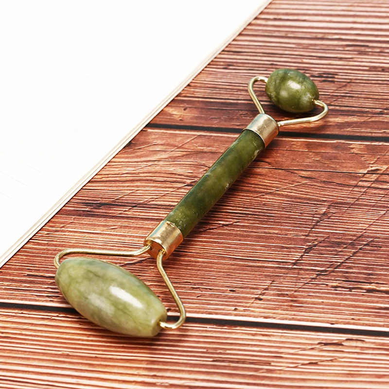 2PC Jade Stone Facial Massage Roller For Face Natural Massager Green Guasha Scraper Set Thin Lift Beauty Slimming Tools Roller