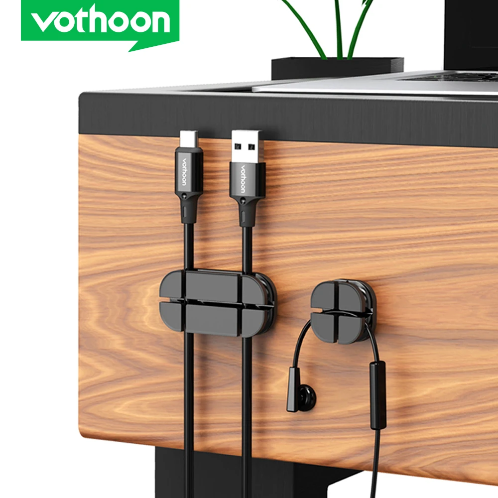 Vothoon Cable Organizer Silicone Cross Cable Winder Flexible Cable Management Clips for Mouse Earphone