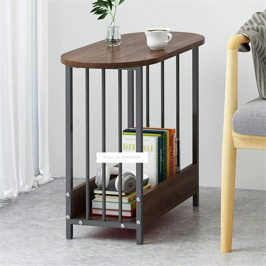 E5009 Living Room Modern End Table Manmade Board Steel Pipe Foot Tea Table Small Apartment Side Table Creative Coffee Table