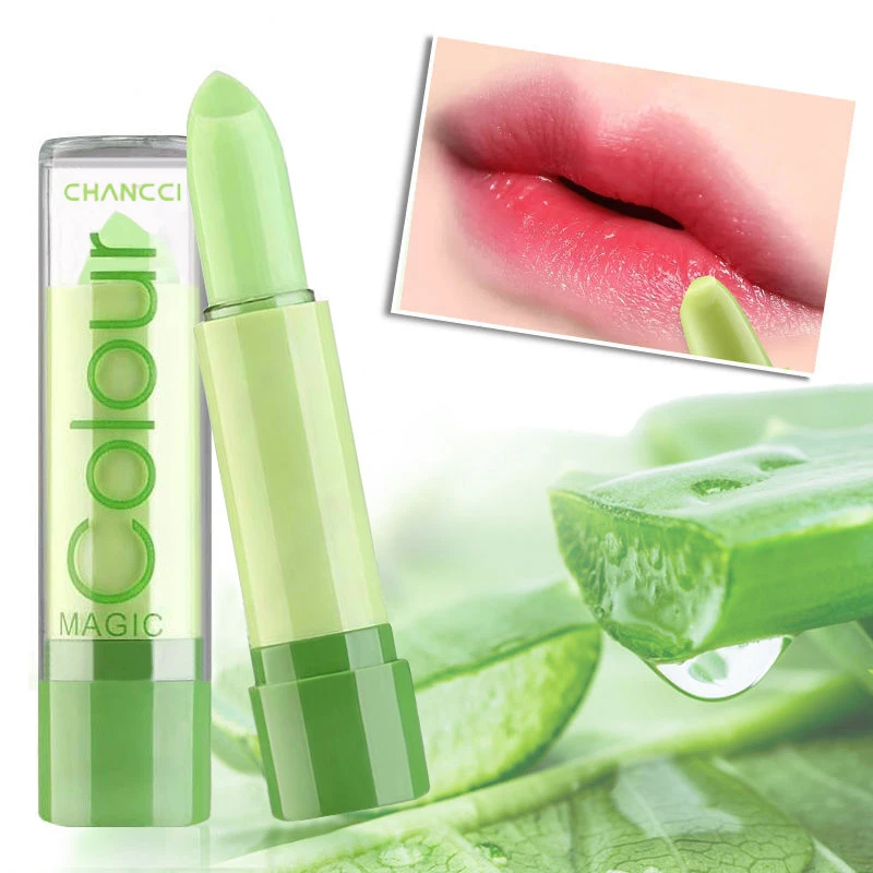 Aloe Veraลิปสติกอุณหภูมิสีเปลี่ยนAloe Vera Lip Balmยาวนานบำรุงปกป้องริมฝีปากMakeup