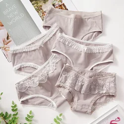 5PCS/Set Sexy Lace Girl Briefs Cotton Underwear Breathable Soft Women's Panties Sexy Lingerie Female Pantys Intimates Underpants