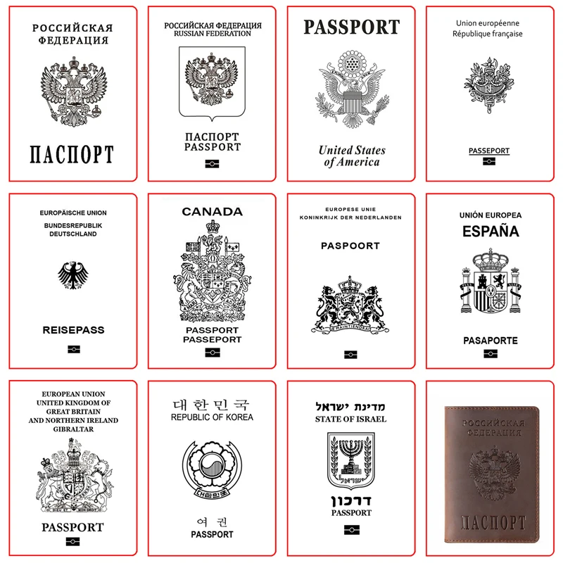 Russian Federation Passport Case Men Crazy Horse Leather Passport Cover Women 100% Genuine Cowhide Leather Travel Passport Bag