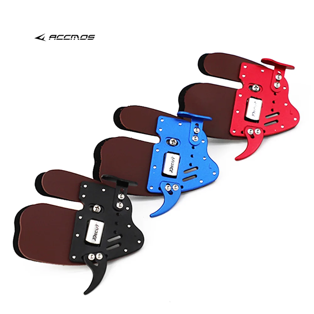 

DECUT Archery Finger Tab Guard Protection LH/RH S/M/L/XL Genuine Leather Aluminum For Bow Finger Protector Recurve Bow