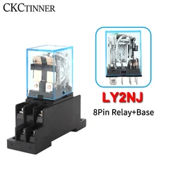 Intermediate Relay HH62P LY2NJ 10A Micro Small Electromagnetic Relay AC/DC12V24V AC110V 220V 380V With 8 pins Socket base PTF08A