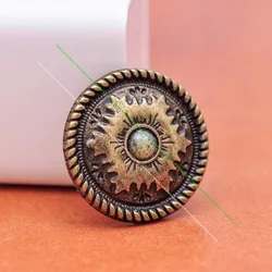 10pc Antique Brass Star Flower Leathercraft Accessories Turquoise Conchos Equestrian Western Saddles Tack Conchos Screwback